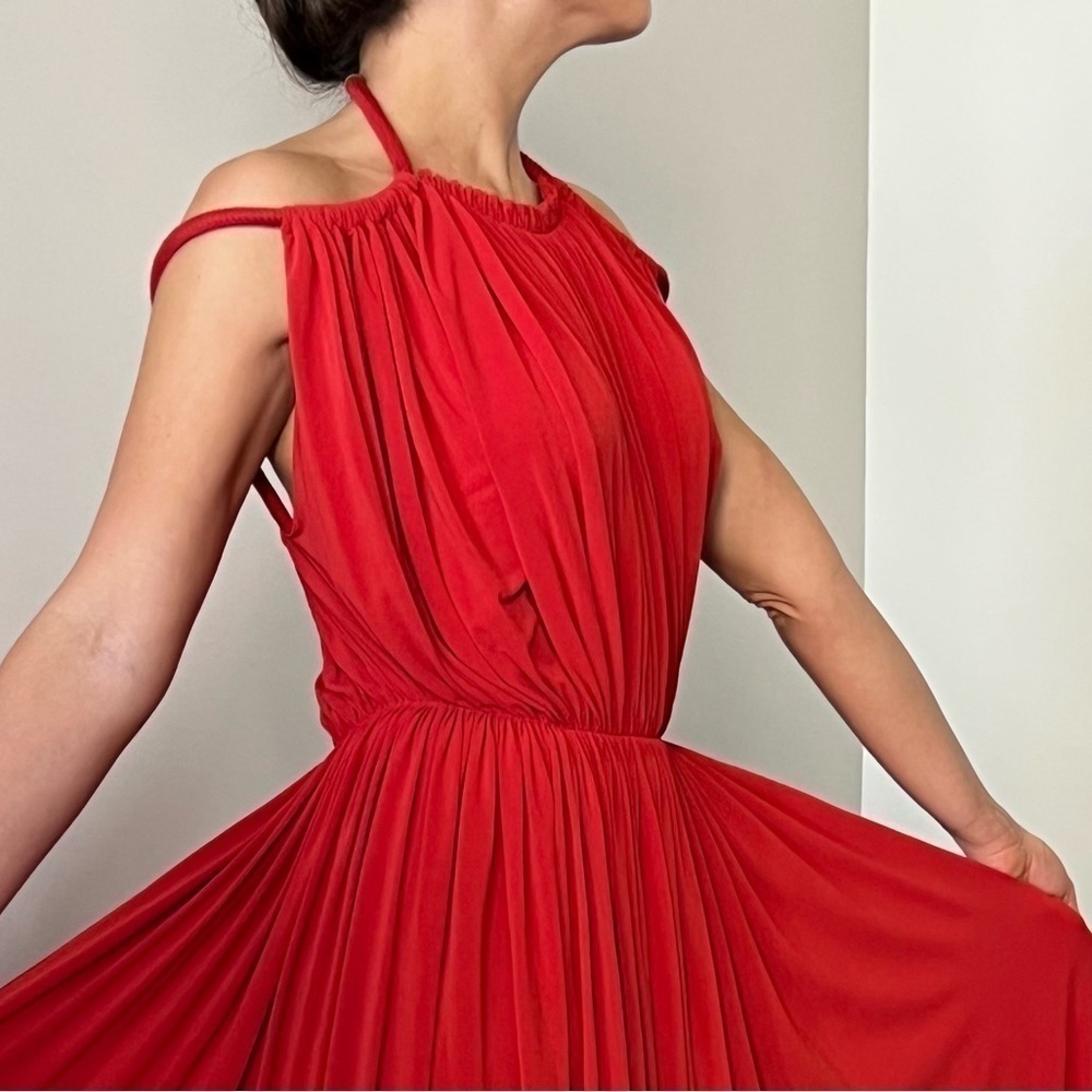 Lanvin Red Grecian Style Dress Gown - Picture 3 of 11